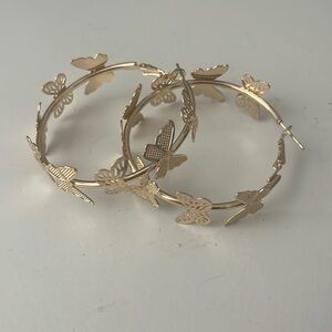 Butterfly hoop earrings